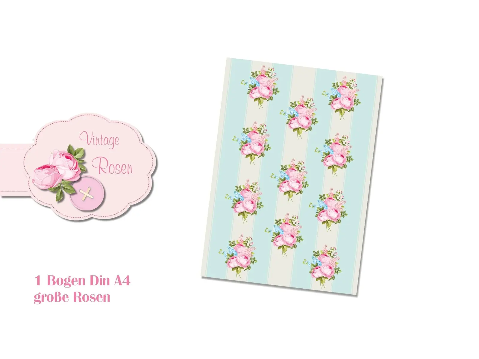 Vintage Rosen Scrapbooking Papier Set 10 Stück A4 Bögen
