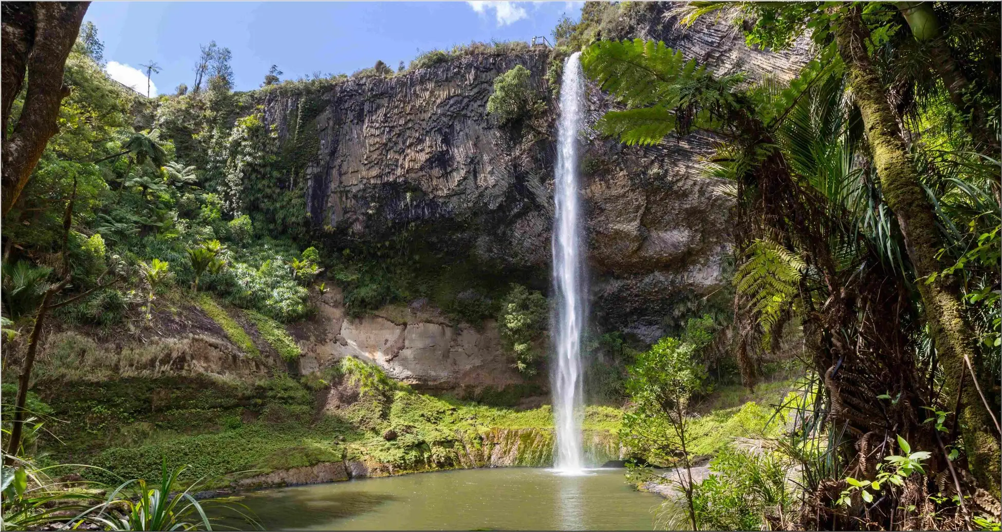 Grüne Oase Mit Kleinem Wasserfall