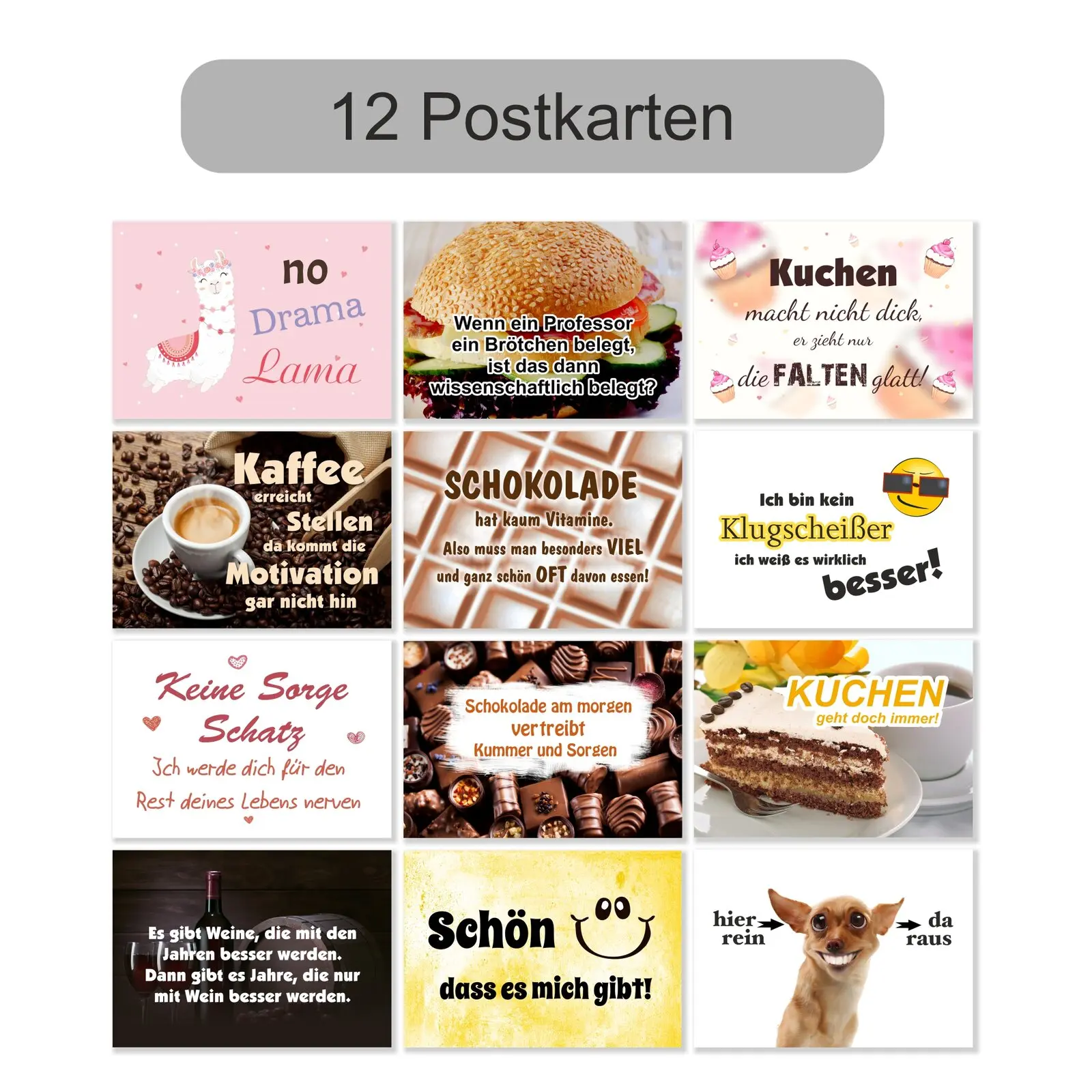 12 Stück coole Sprüche zum Thema Kaffee Wein usw