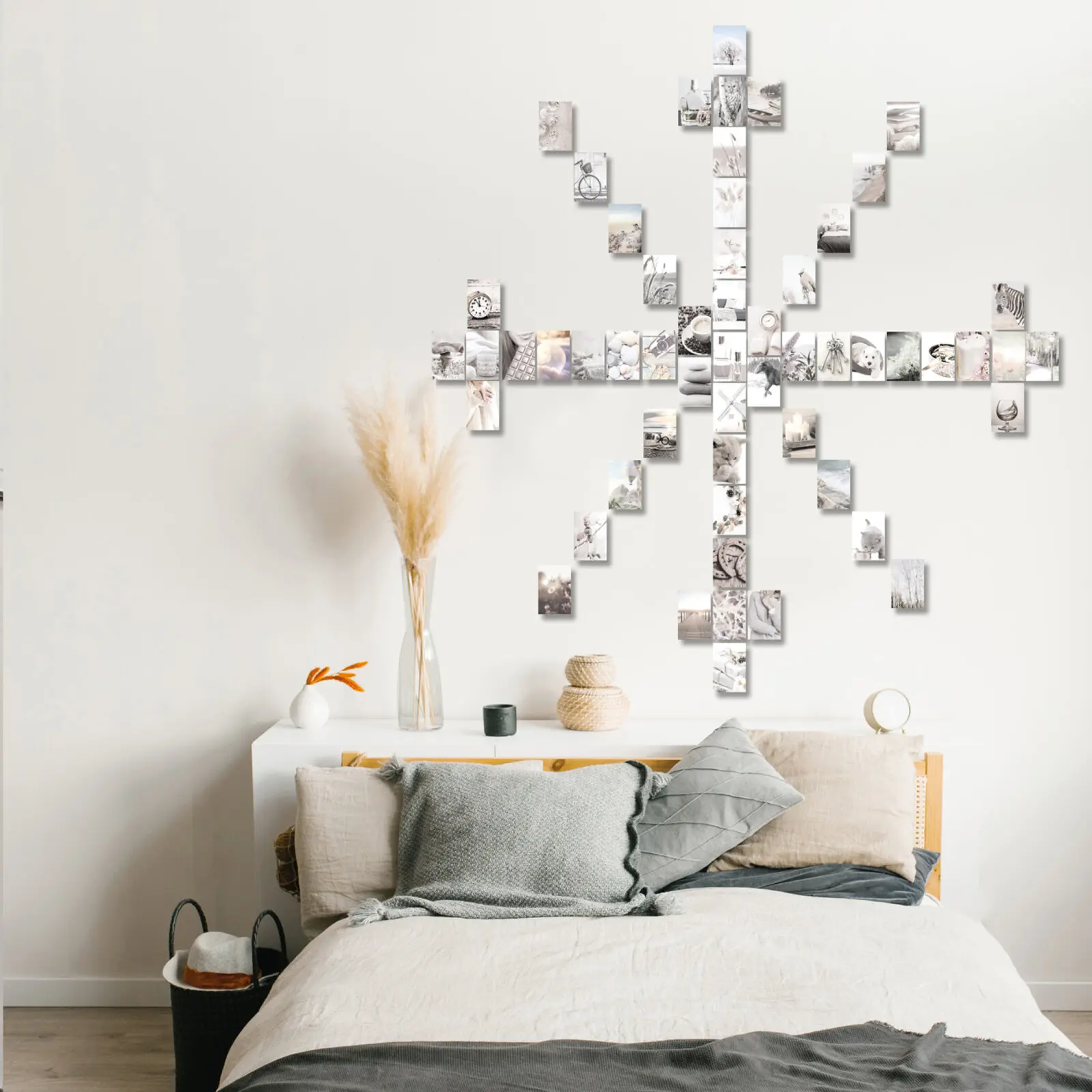 Ästhetische Bilder für Wanddeko 56 Stück Set Hygge Weiß