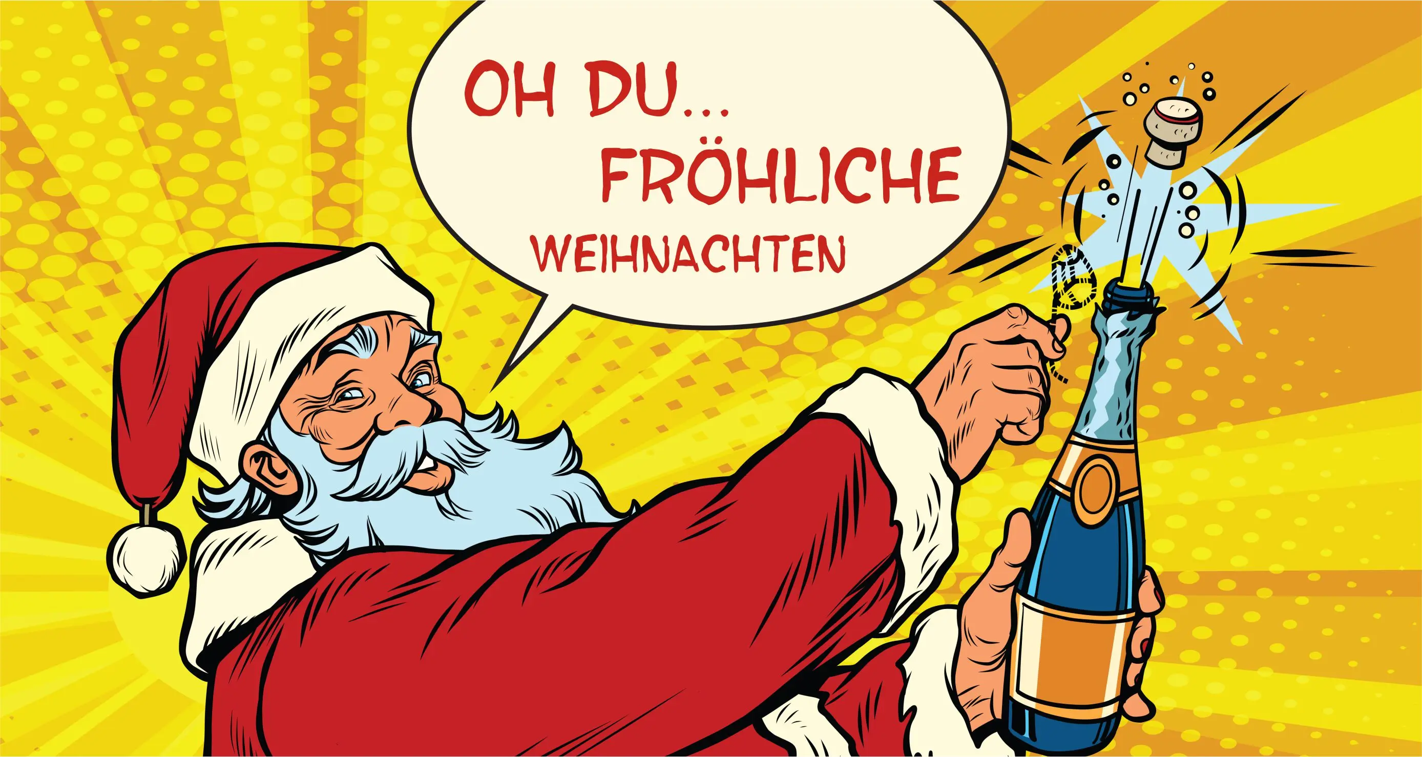 Weihnachtsmann lässt Korken knallen