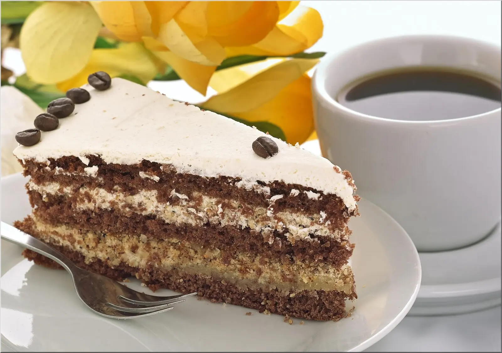 Postkarten mit Motiv leckerer Kuchen und Kaffee. Größe Din A6.