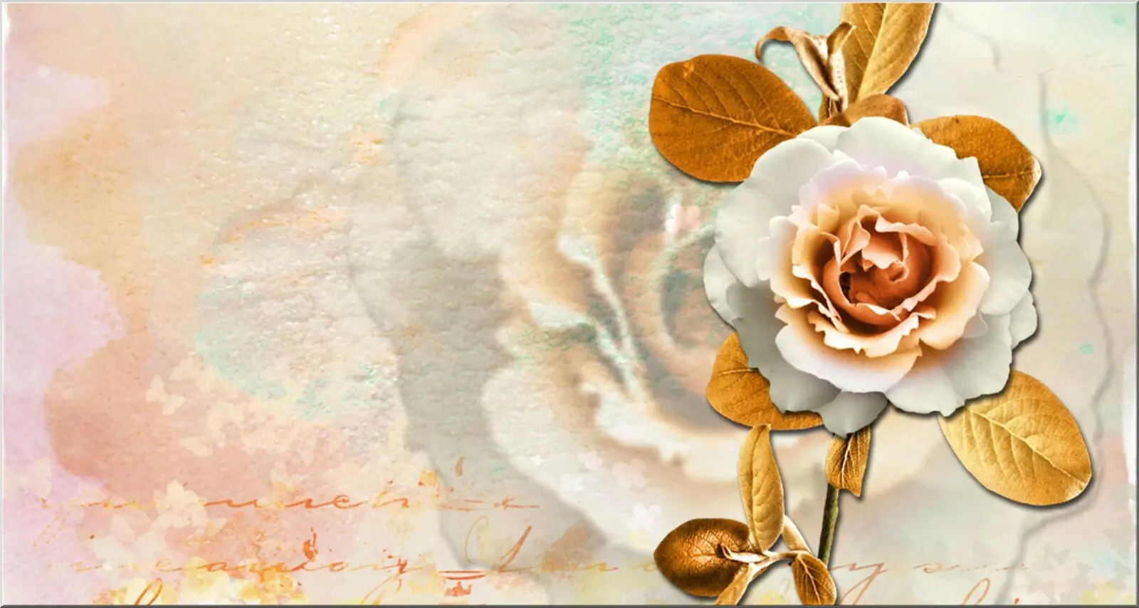XXL extra große Postkarte mit schöner Rose Aquarell