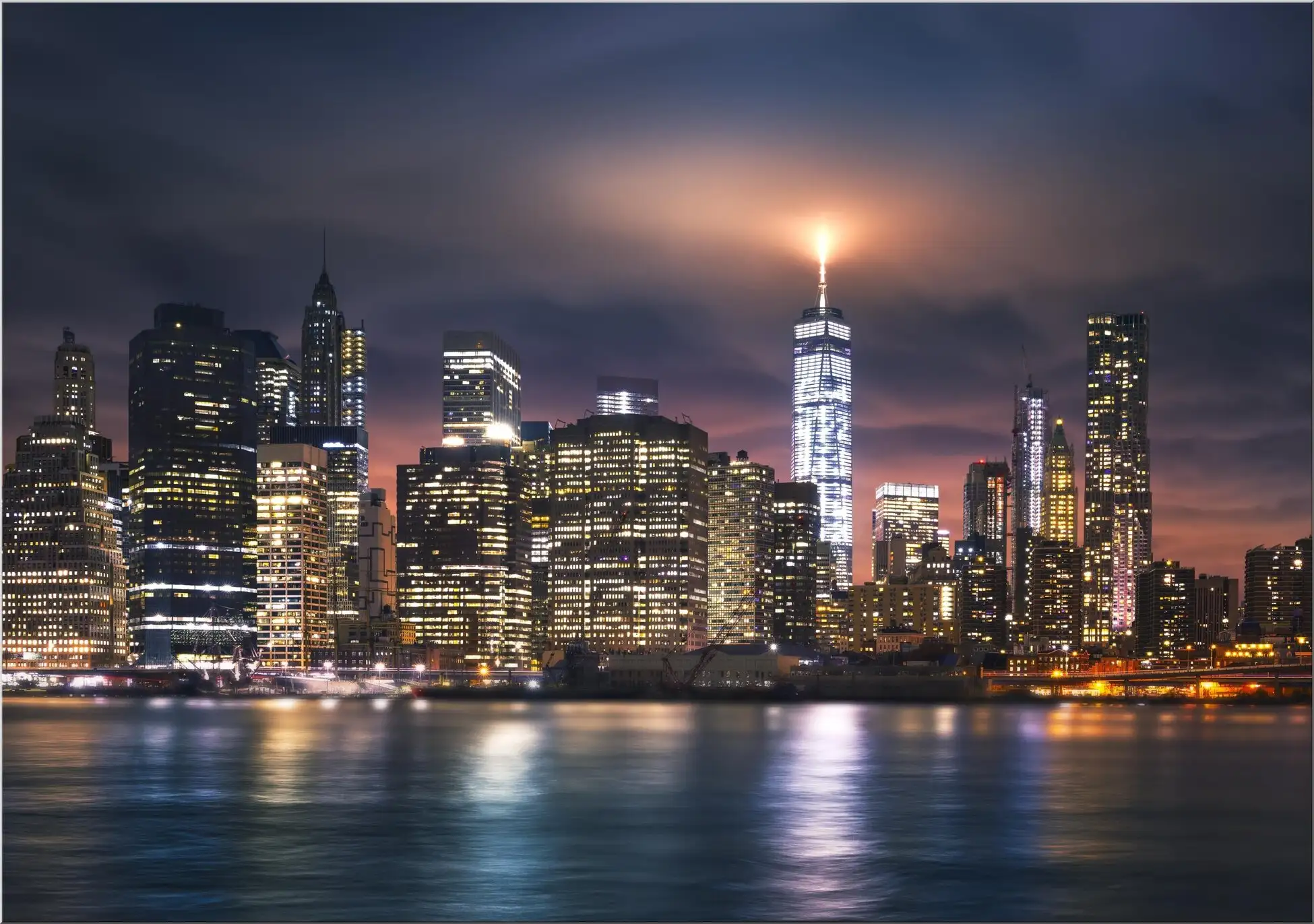 Skyline Von New York Bei Nacht