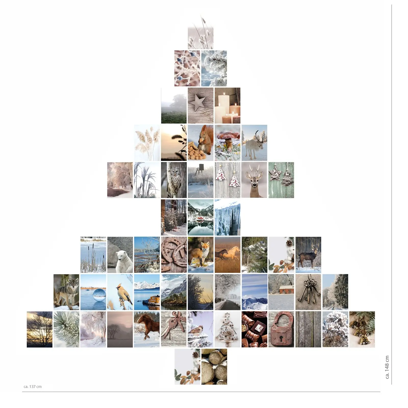 Weihnachtliche Wandcollage 56 Karten Set Natur. Deko Wohnung.