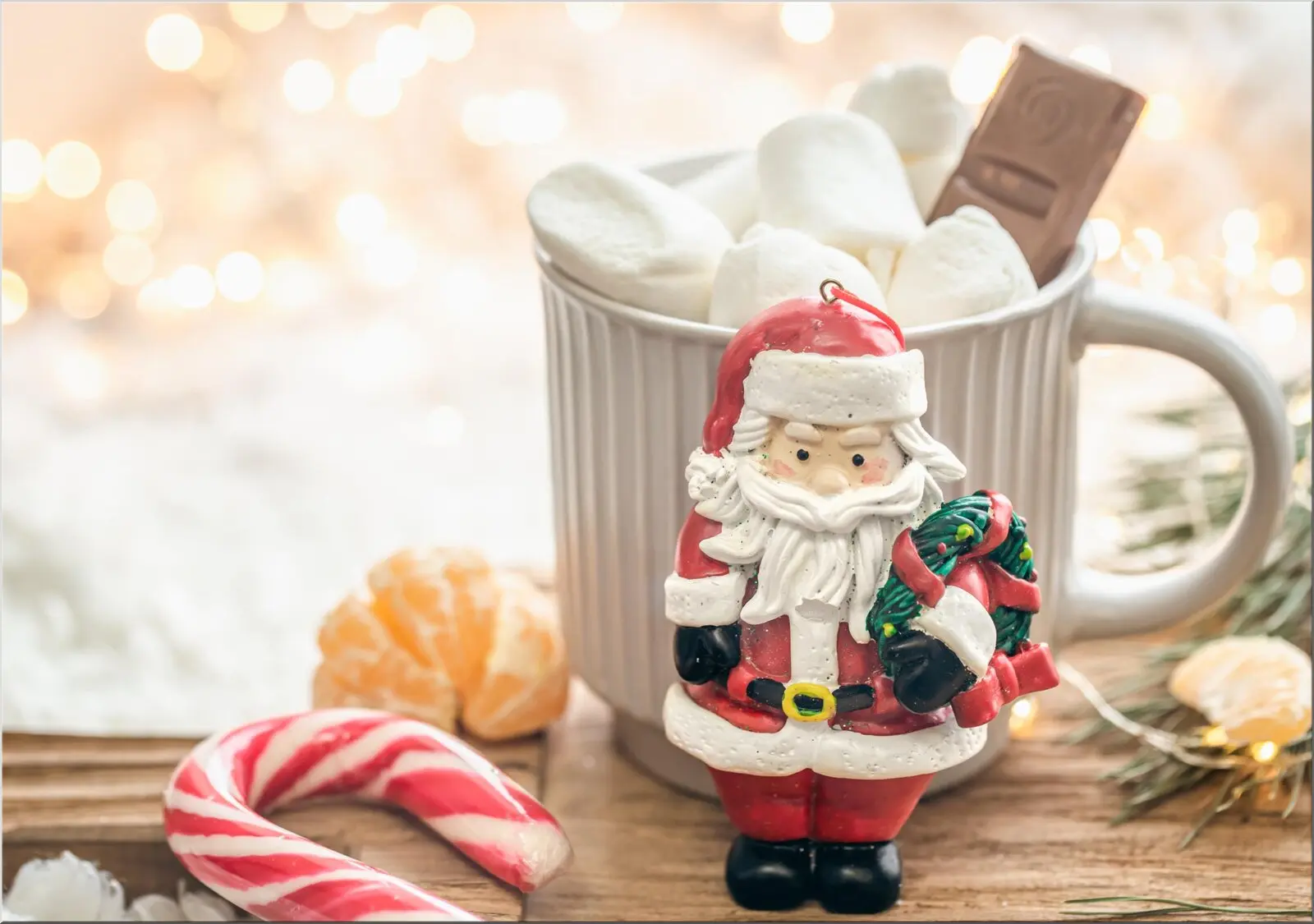 Weihnachtskarte romantisch Marshmellow Kakao Motiv