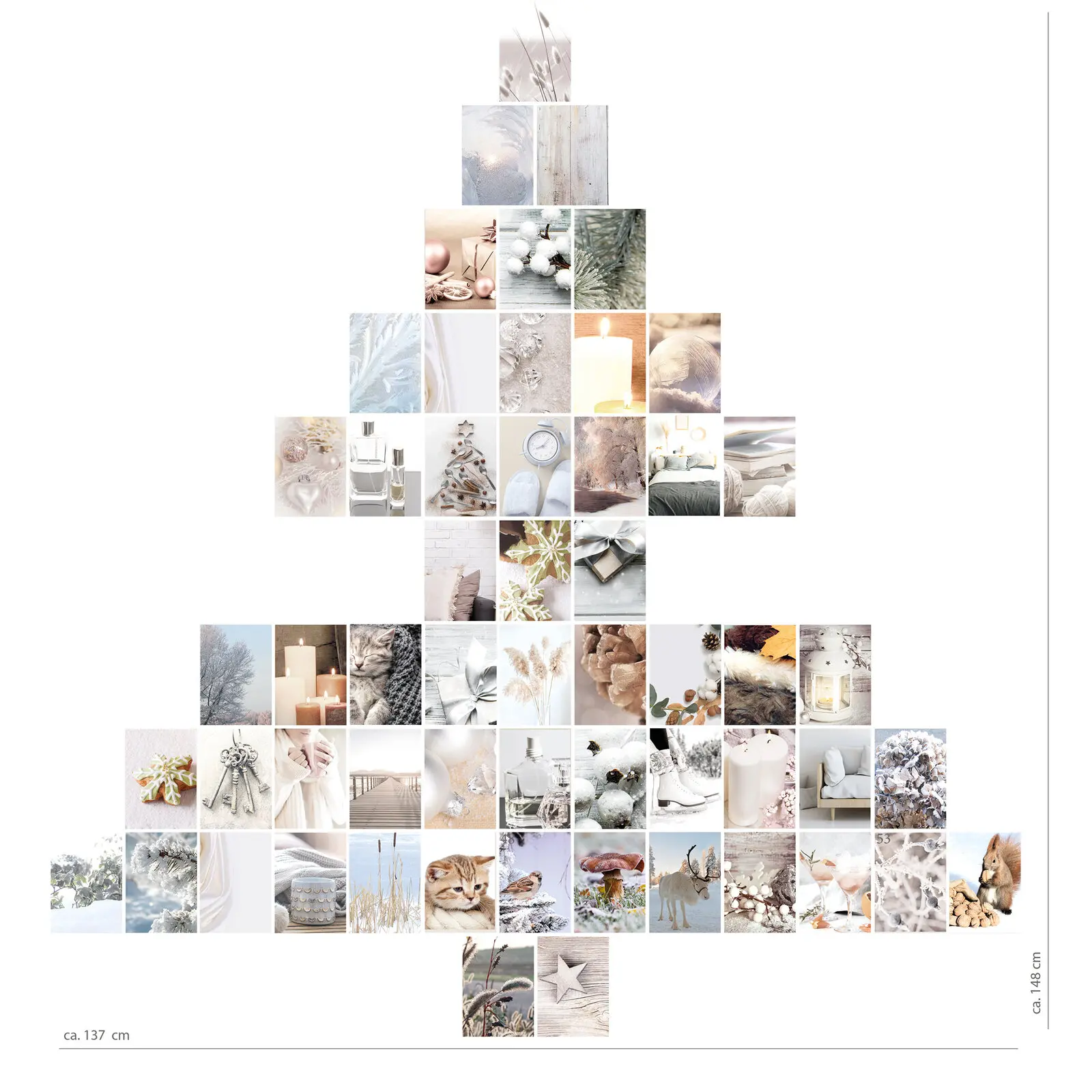 Wandcollage Tannenbaum creme 56 Karten für Deko
