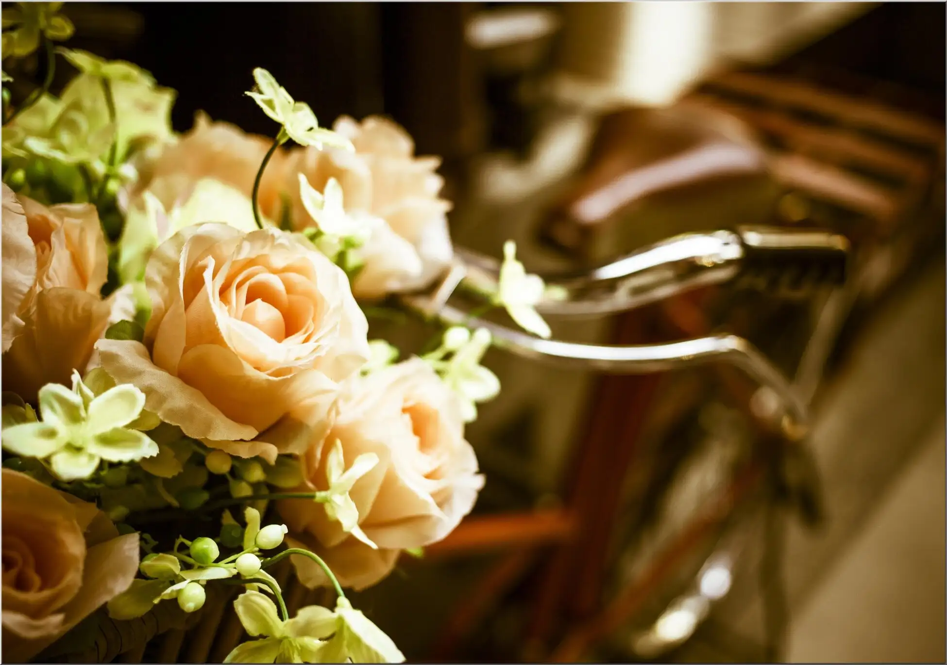 Blumen Fahrrad Nostalgie Retro Strauß Blumengruß Blumengruß Mit Fahrrad