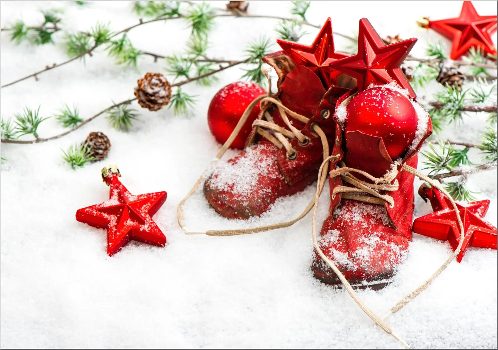 Weihnachtskarte Postkarte Motiv rote Schuhe Deko