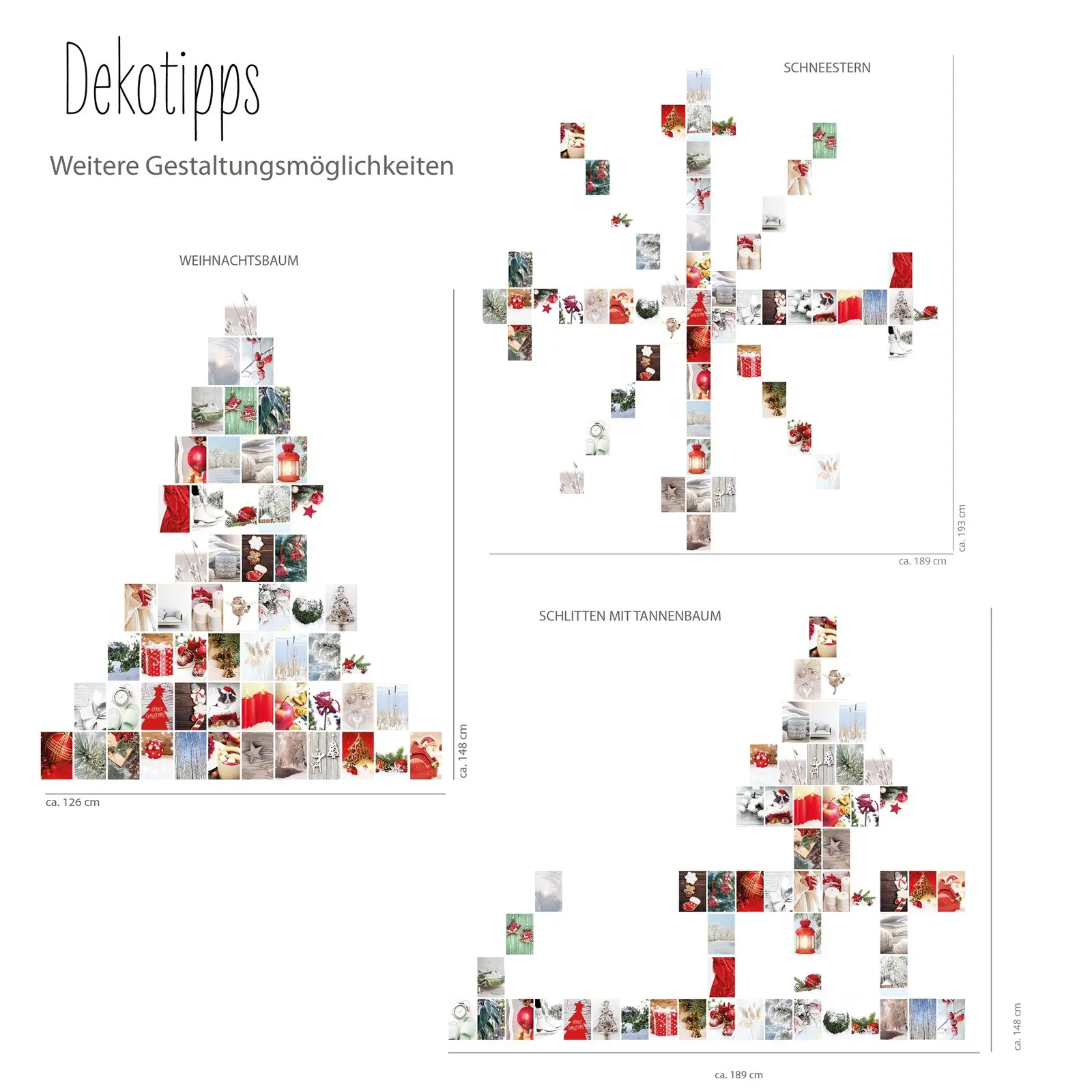 56 Karten als Set für Weihnachtsdeko Papier Wandcollage Wohnung