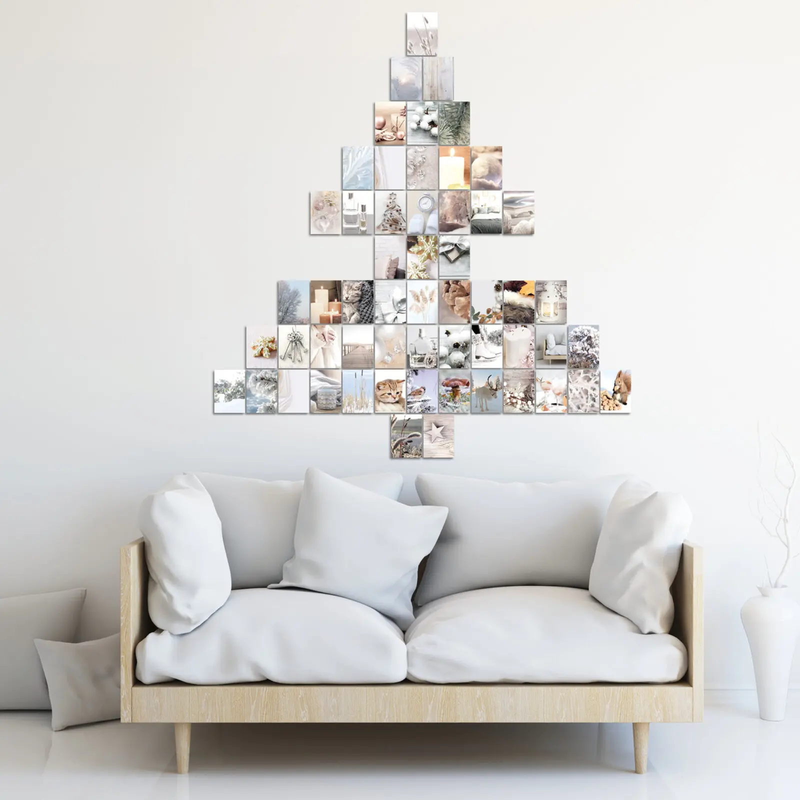 Dekotipp Wandcollage Motiv Tannenbaum creme Wohnzimmer