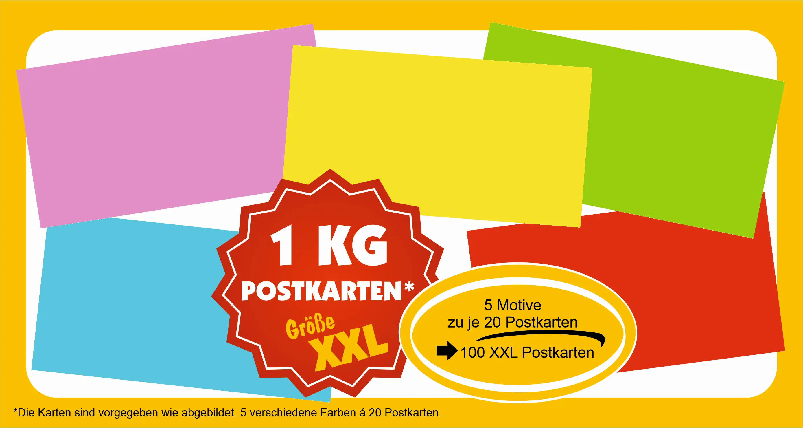 Maxi-Postkarten 100er Paket einfarbig
