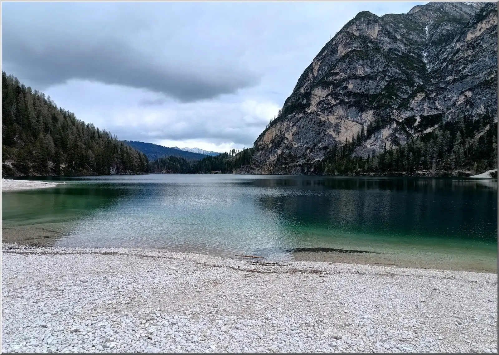 Postkarte von Italien Pragser See schöner Urlaub