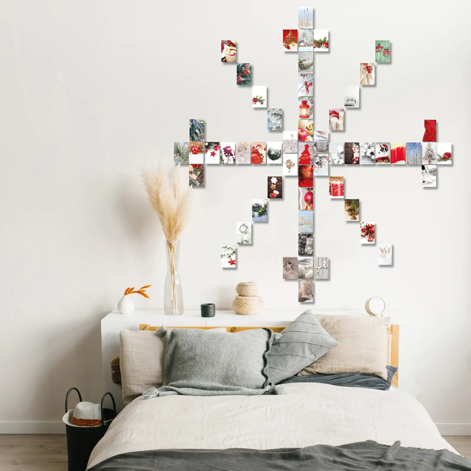 Weihnachtsstern Weihnachtsdeko aus 56 Karten für Wand