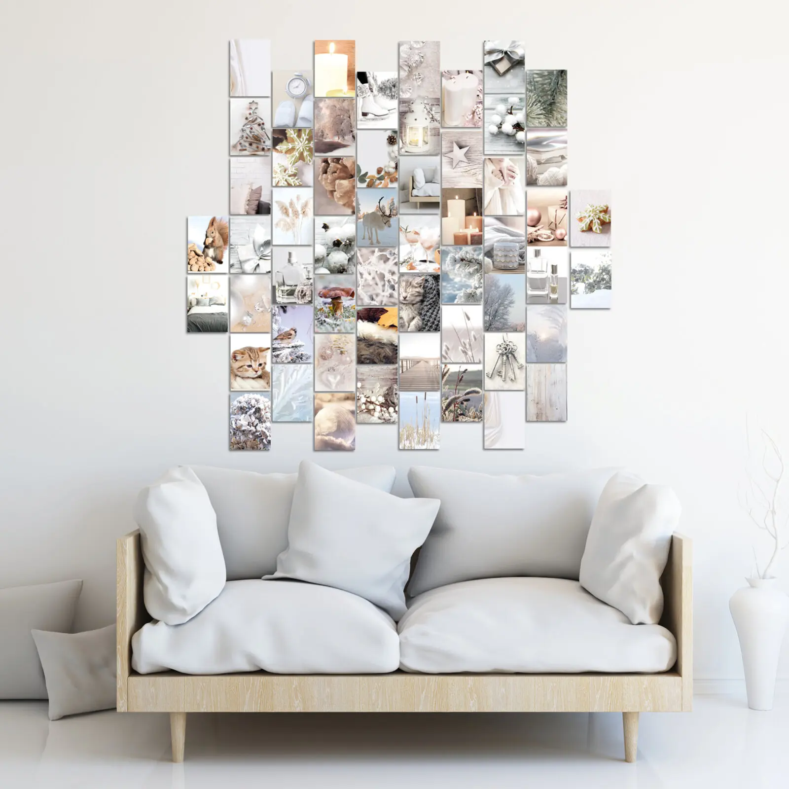Tannenbaum Creme Wandcollage Dekobeispiel Weihnachten