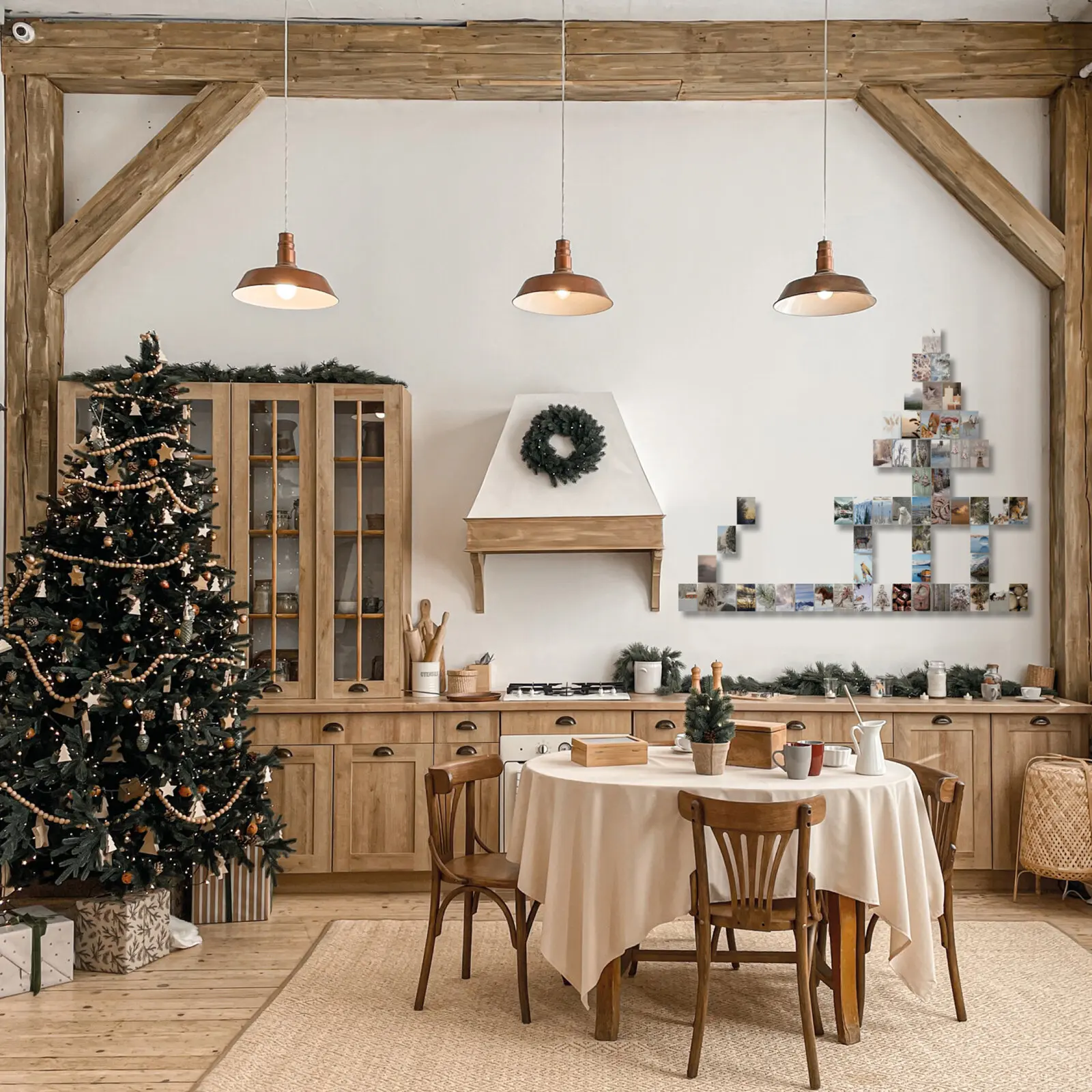 Nachhaltige Weihnachtsdeko 56 Karten für Wand Wohnung