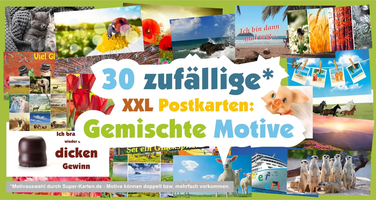 30 xxl Postkarten mit zufällig gemischten motiven