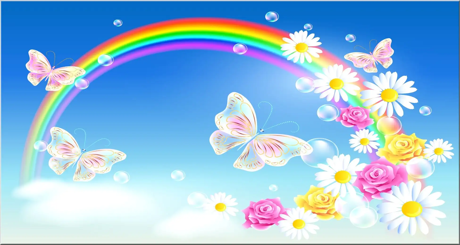 Schöne Xxl Postkarte Mit Regenbogen Und Schmetterlingen