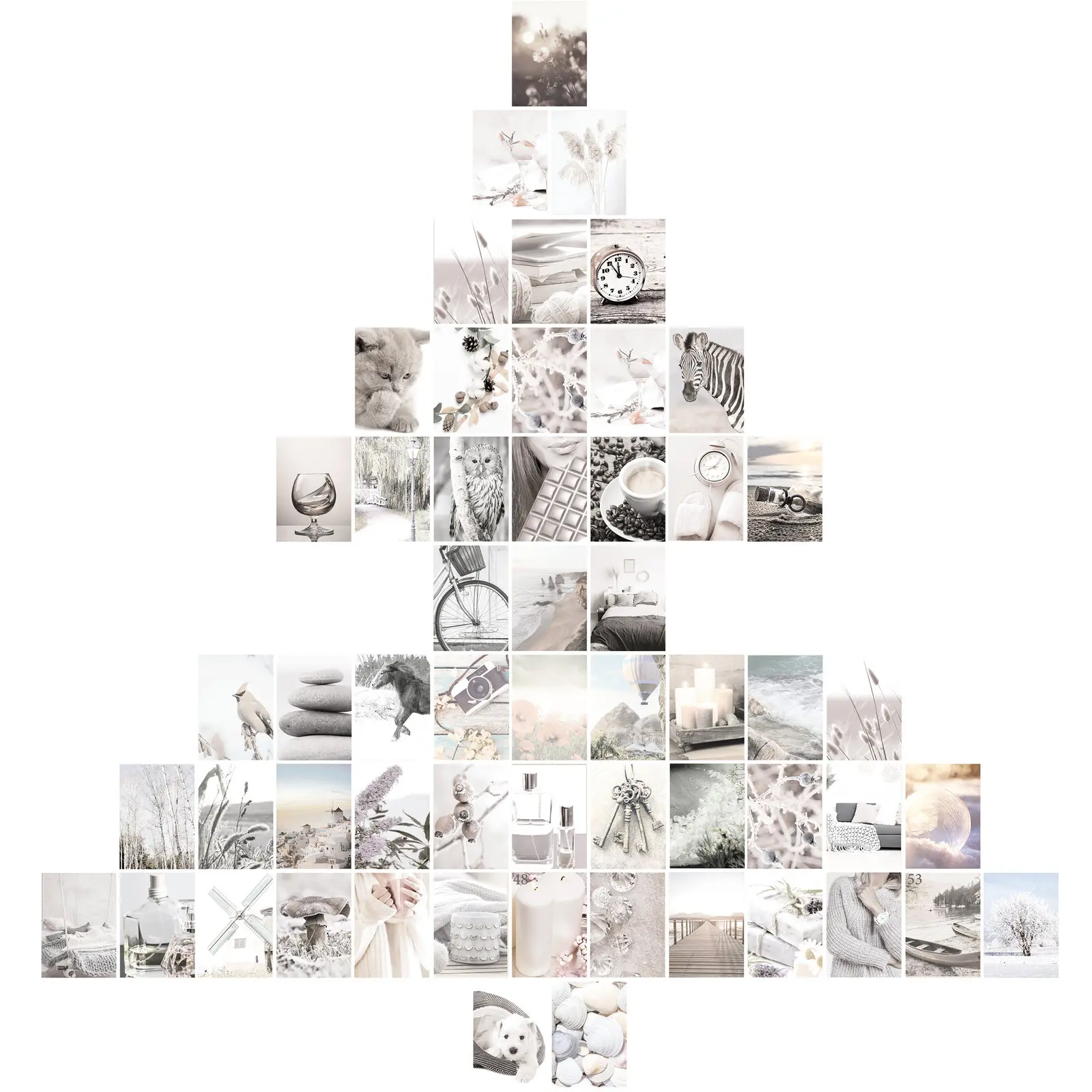 Wandcollage Set 50 plus 6 Bilder hygge weiß dekor