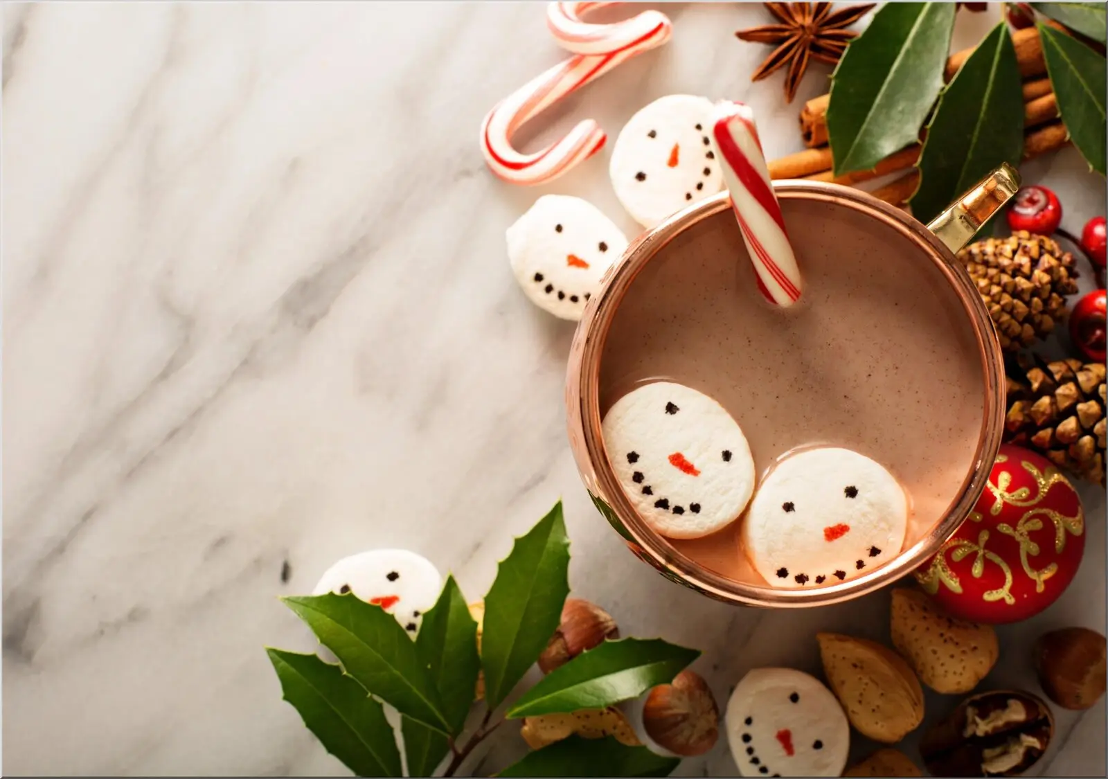 Postkarte lustige Weihnachtsmarshmellows Din A6