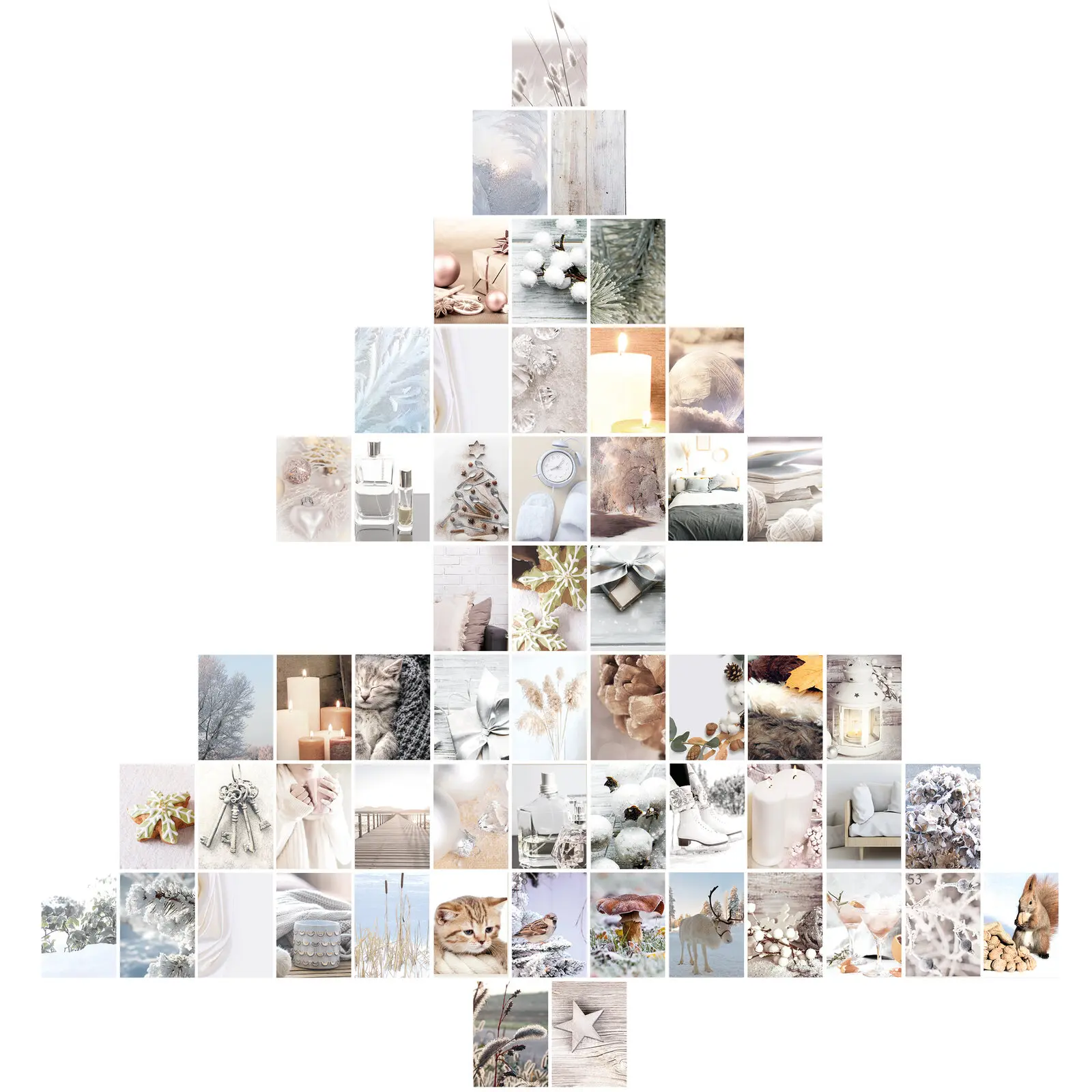 Wandkalender Tannenbaum creme 56 Karten Wandcollage
