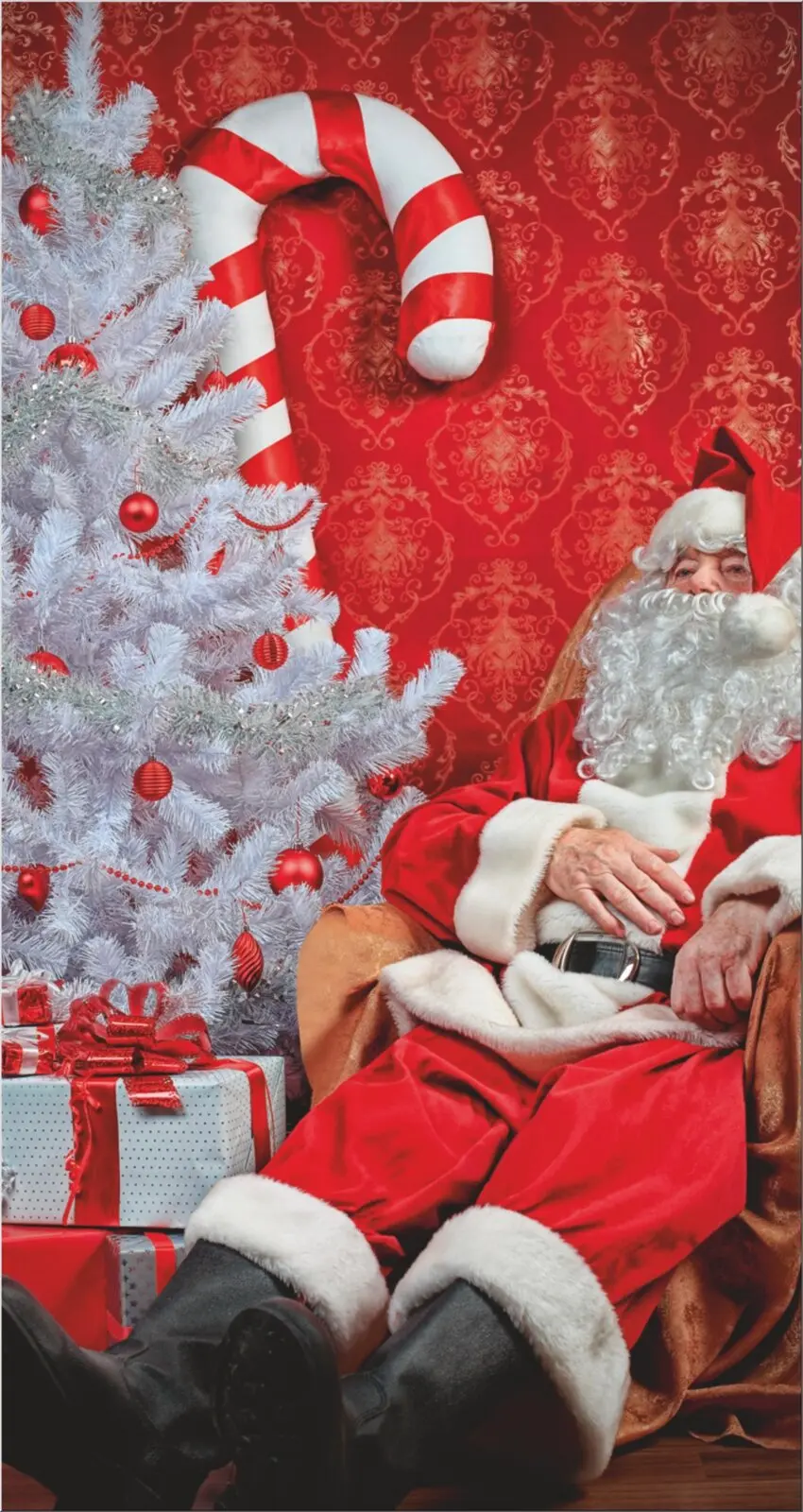 XXL Postkarte mit Weihnachtsmann Nikolaus rot weiß