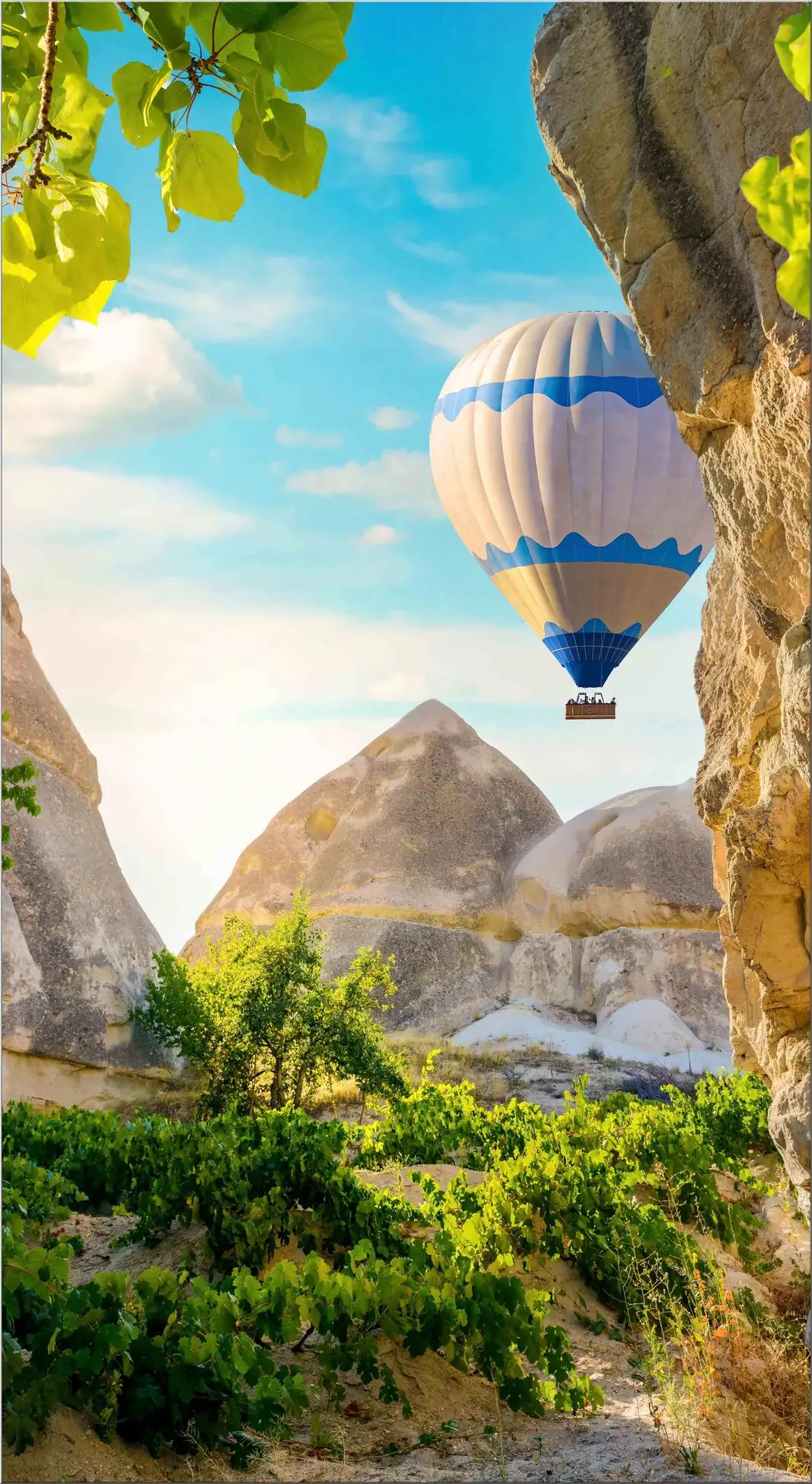 Heißluftballon In Einer Bergschlucht