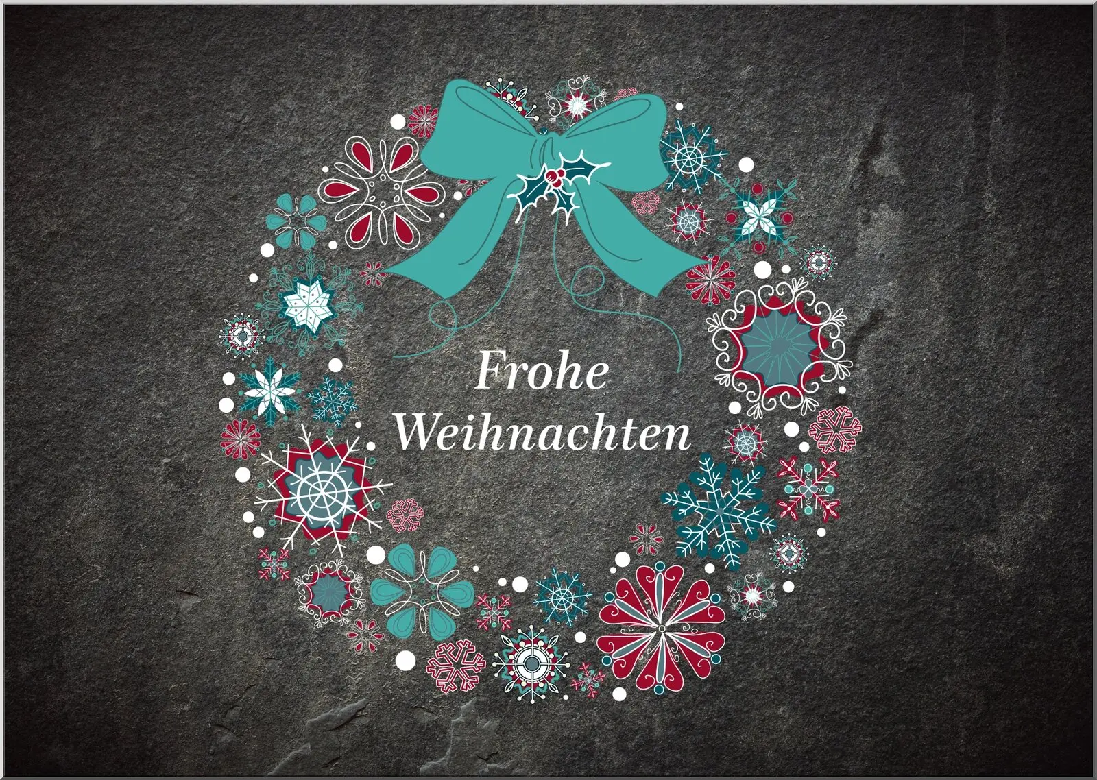Weihnachts-Design-Postkarte mit Weihnachtkranz