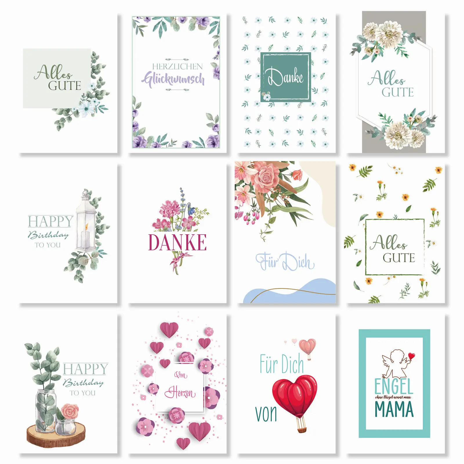 Postkarten für jede Gelegenheit 12er Set Blumengrüße